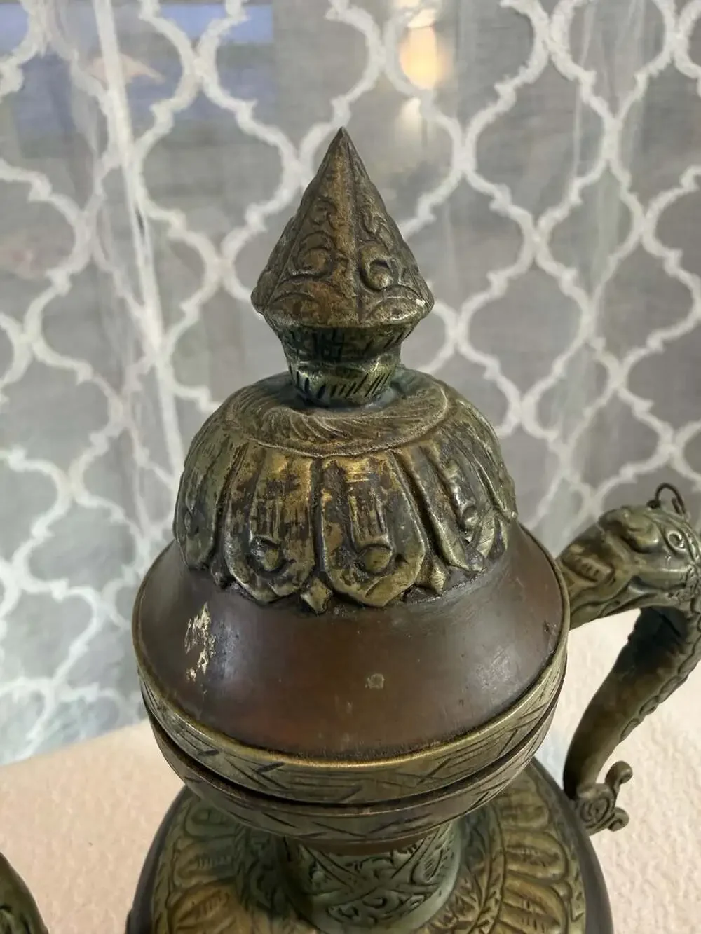 Vintage Handcrafted Tibetan Style Copper and Brass Dragon Teapot Ewer